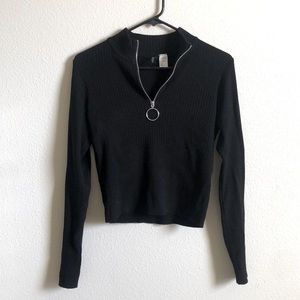 Black H&M quarter zip cropped sweater